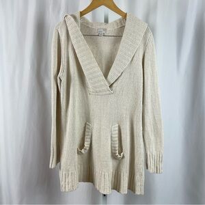 Caslon XL Petite Wool Angora Rabbit Knit V Neck Longline Sweater Boho Cozy